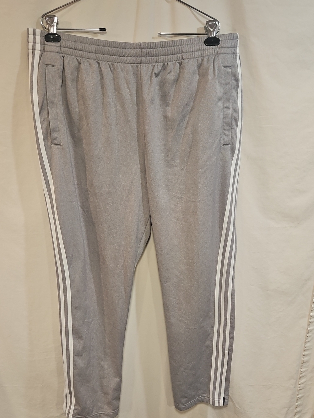 adidas Light Gray Joggers with White Triple Stripes